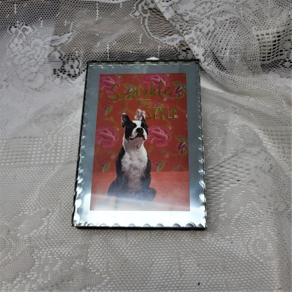 Boston Terrier Decorative Mirror Trimmed Photo - Picture 1 of 10
